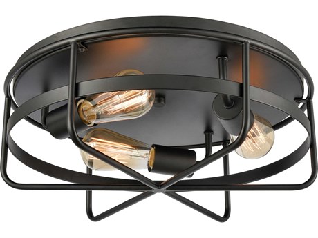 Elk Home Wickshire 3-Light Matte Black Flush Mount