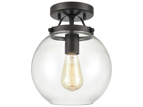 Elk Home Bernice 1-Light Oil Rubbed Bronze Glass Globe Semi Flush Mount