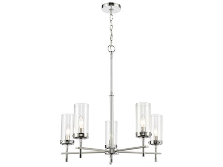 Elk Home Melinda 5-Light Polished Chrome Glass Candelabra Cylinder Chandelier