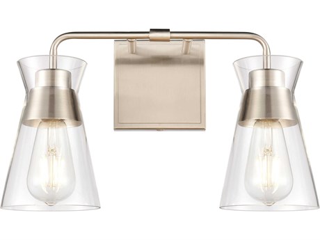 Elk Home Brookville 2-Light Satin Nickel Glass Vanity Light