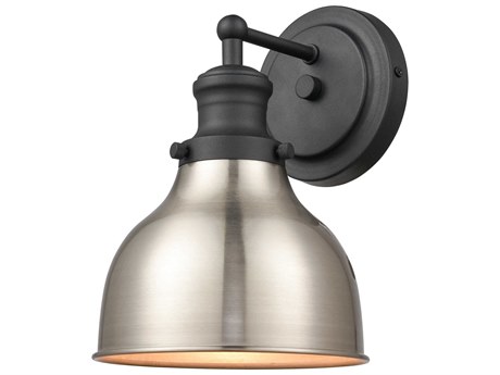 Elk Home Haralson 1-Light Charcoal Satin Nickel Black Wall Sconce