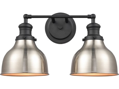 Elk Home Haralson 2-Light Charcoal Satin Nickel Vanity Light