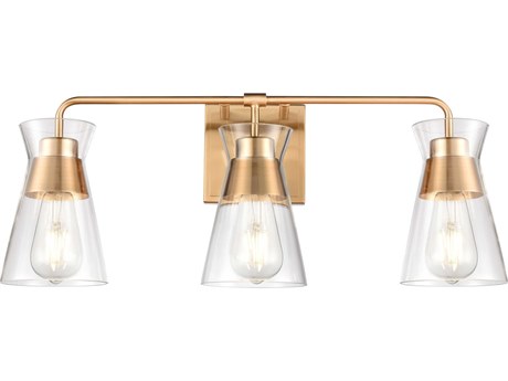 Elk Home Brookville 3-Light Burnished Brass Glass Vanity Light