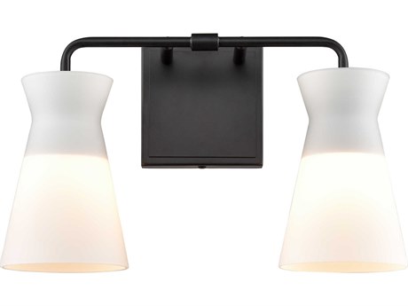 Elk Home Brookville 2-Light Matte Black Glass Vanity Light