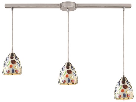 Elk Home Gemstone 3-Light Satin Nickel Glass Island Pendant