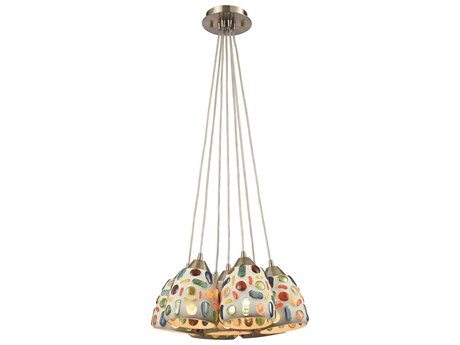 Elk Home Gemstones 7-Light Satin Nickel Glass Linear Pendant