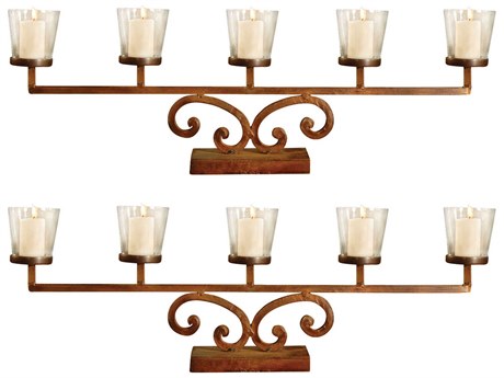 Elk Home Clear Rustic Prairie Votive Mantle Lighting Set of 2