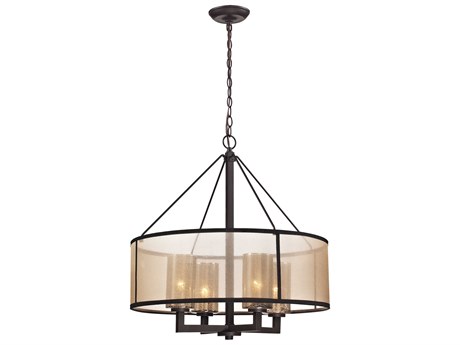Elk Home Diffusion 4-Light Oil Rubbed Bronze Glass Candelabra Drum Chandelier