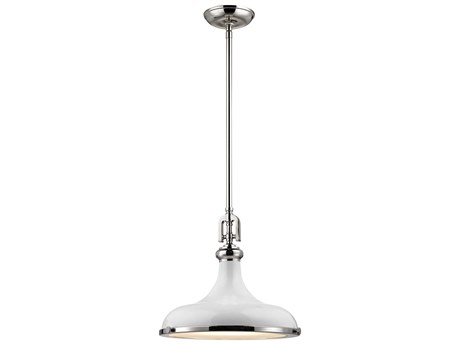Elk Home Rutherford 1-Light Polished Nickel & Gloss White Bowl Linear Pendant