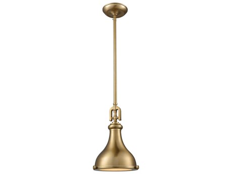 Elk Home Rutherford 1-Light Satin Brass White Glass Bell Linear Mini Pendant