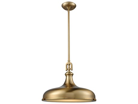 Elk Home Rutherford 1-Light Satin Brass Glass Bowl Linear Pendant