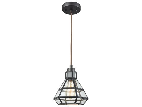 Elk Home Window Pane 1-Light Oil Rubbed Bronze Mini Pendant