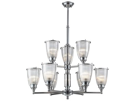 Elk Home Halophane 9-Light Polished Chrome Tiered Chandelier