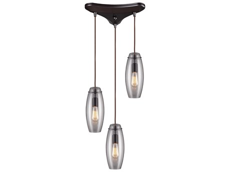 Elk Home Menlow Park 3-Light Oiled Bronze Glass Linear Pendant