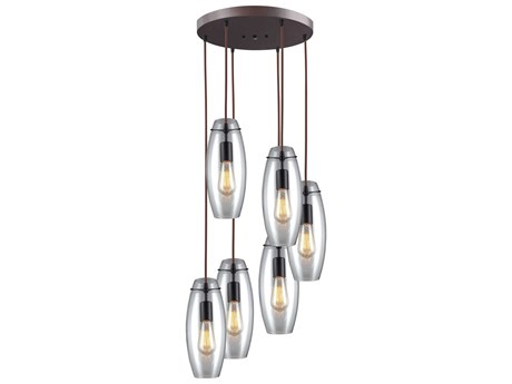 Elk Home Menlow Park 6-Light Oil Rubbed Bronze Glass Pendant