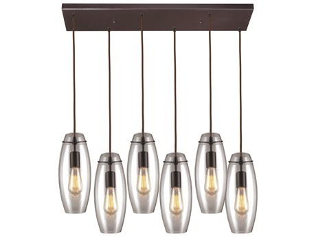 Elk Home Menlow Park 6-Light Oiled Bronze Glass Island Pendant