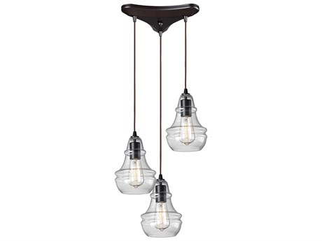 Elk Home Menlow Park 3-Light Oiled Bronze Glass Pendant