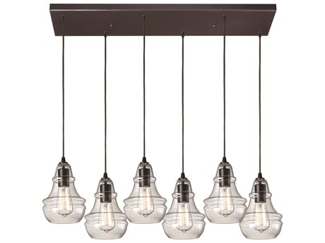 Elk Home Menlow Park 6-Light Oiled Bronze Glass Island Pendant