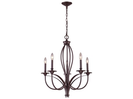Elk Home Medford 5-Light Oiled Bronze Candelabra Chandelier