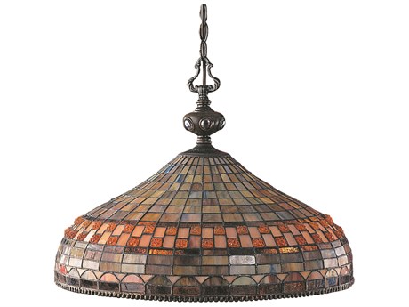 Elk Home Jewelstone 3-Light Classic Bronze Glass Bowl Pendant