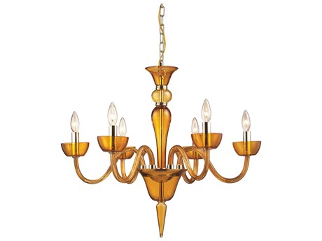 Elk Home Vidriana 6-Light Polished Chrome Orange Candelabra Chandelier