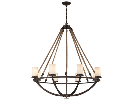 Elk Home Natural Rope 8-Light Aged Bronze Candelabra Chandelier