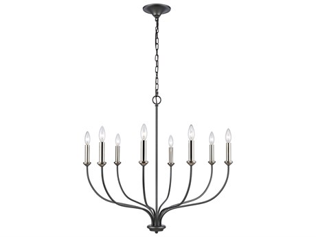 Elk Home 8-Light Dark Gray Polished Nickel Candelabra Chandelier