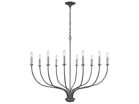 Elk Home 10-Light Dark Gray Polished Nickel Candelabra Chandelier
