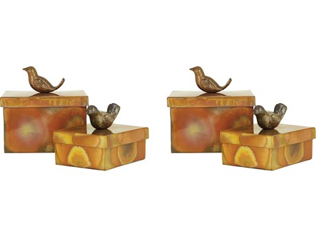 Elk Home Burned Copper Woodlands Boxes Set of 2