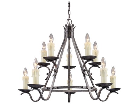 Elk Home Jamestown 10-Light Moonlit Rust Gray Candelabra Tiered Chandelier