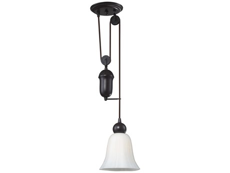 Elk Home Farmhouse 1-Light Oiled Bronze Glass Bell Pendant