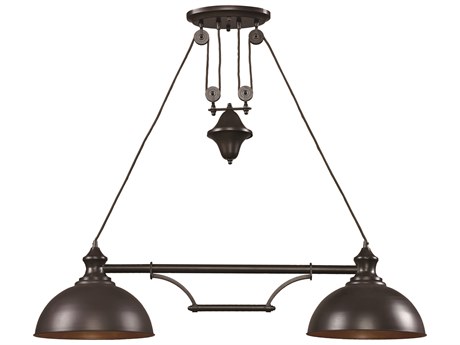 Elk Home Farmhouse 2-Light Oiled Bronze Bowl Island Pendant