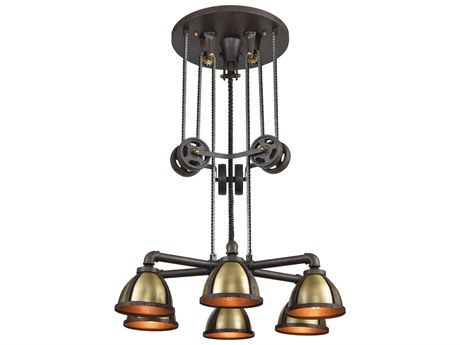 Elk Home Torque 6-Light Vintage Rust Brass Chandelier