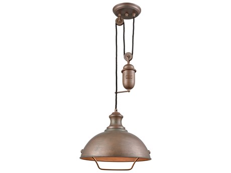 Elk Home Farmhouse 1-Light Tarnished Brass Bowl Pendant