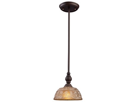 Elk Home Norwich 1-Light Oiled Bronze Glass Bowl Mini Pendant