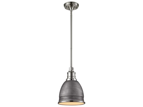 Elk Home Carolton 1-Light Weathered Zinc & Polished Nickel Gray Bell Mini Pendant