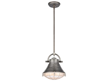 Elk Home Urbanite 1-Light Weathered Zinc Polished Nickel Glass Mini Pendant