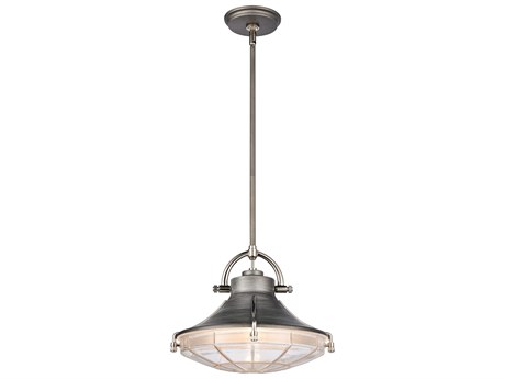 Elk Home Urbanite 1-Light Weathered Zinc Polished Nickel Glass Pendant