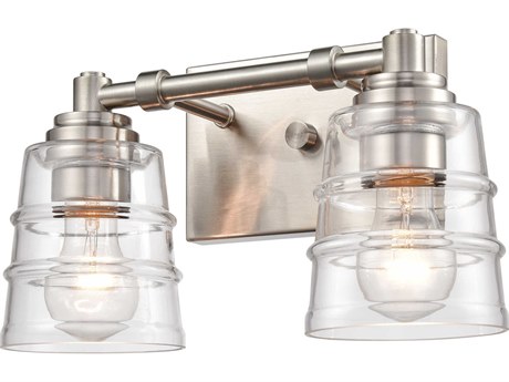 Elk Home Pulsate 2-Light Satin Nickel Glass Vanity Light