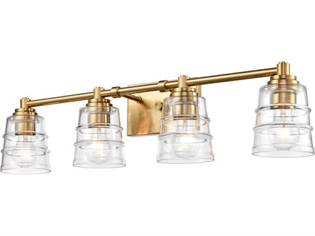 Elk Home Pulsate 4-Light Satin Brass Glass Vanity Light