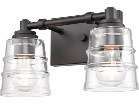 Elk Home Pulsate 2-Light Matte Black Glass Vanity Light