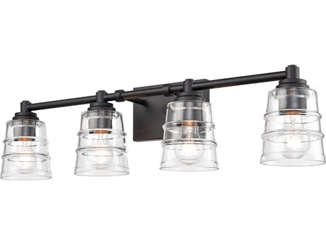 Elk Home Pulsate 4-Light Matte Black Glass Vanity Light