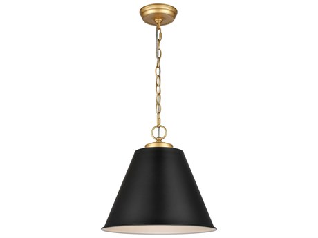 Elk Home 1-Light Matte Black Natural Antique Brass Pendant