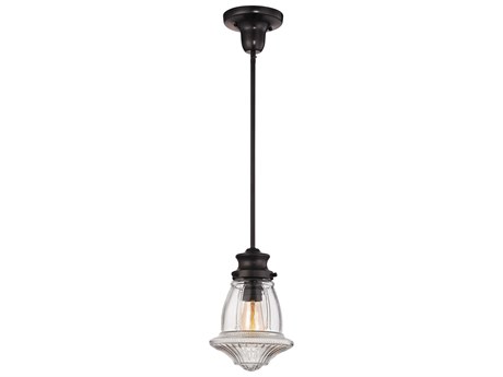 Elk Home Schoolhouse Pendants 1-Light Oil Rubbed Bronze Glass Mini Pendant
