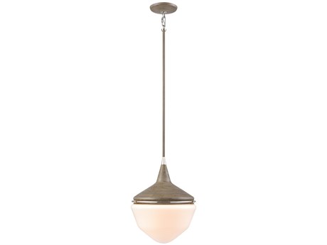 Elk Home Mid-century Schoolhouse 1-Light Pecan Polished Nickel Glass Mini Pendant