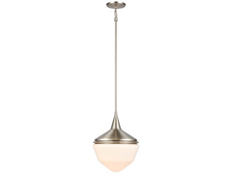 Elk Home Mid-century Schoolhouse 1-Light Satin Nickel Glass Mini Pendant