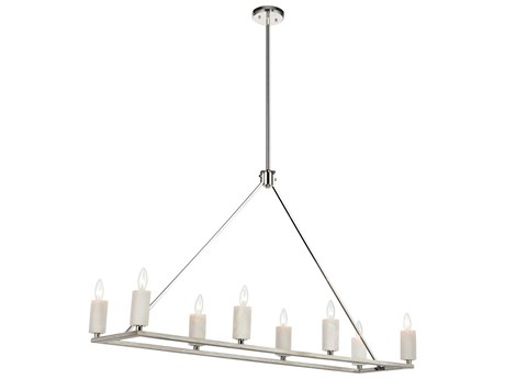Elk Home White Stone 8-Light Polished Nickel Sunbleached Oak Island Pendant