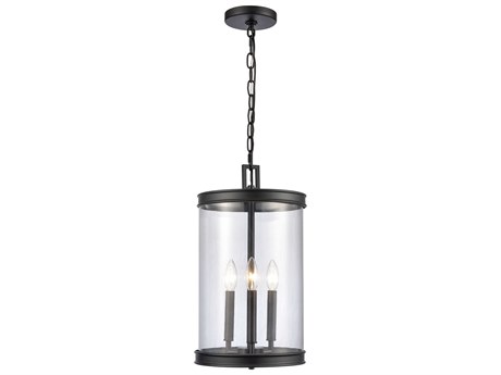 Elk Home Mendoza 3-Light Matte Black Glass Cylinder Mini Pendant