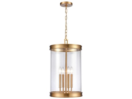 Elk Home Mendoza 4-Light Brushed Gold Glass Cylinder Mini Pendant