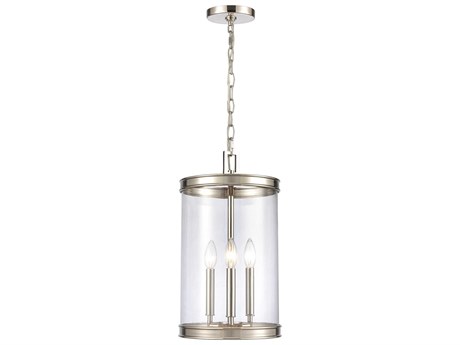 Elk Home Mendoza 3-Light Polished Nickel Glass Cylinder Mini Pendant